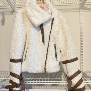 Cozy White and Brown Women's Jacket